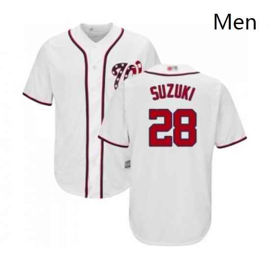 Mens Washington Nationals 28 Kurt Suzuki Replica White Home Cool Base Baseball Jersey